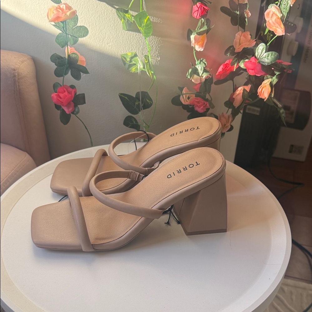 Torrid Beige Block Heel Sandals